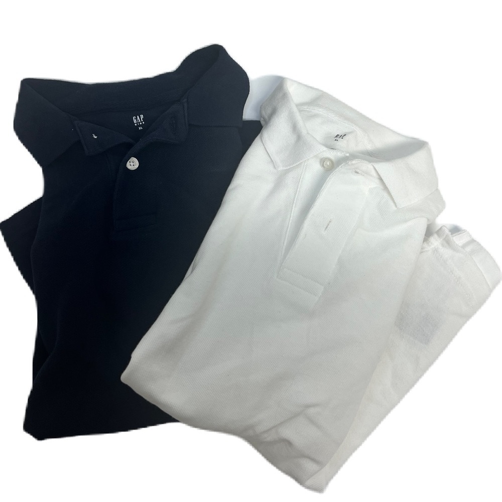Gap Boys White And Navy Boy Polo Short sleeve Tee Sz Xl/xxl